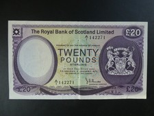 FRÜHES DATUM 1972 ROYAL BANK OF SCOTLAND/RBS £20 BANKNOTE ORIGINAL SEHR GUTER ZUSTAND ~ A/1 PRÄFIX