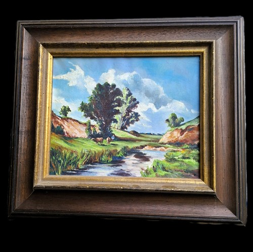 ölbild flußlandschaft mit - flußlandschaft,