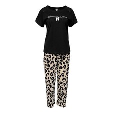 Louis & Louisa Damen Schlafanzug Pyjama-Set Capri "Schmusekatze"