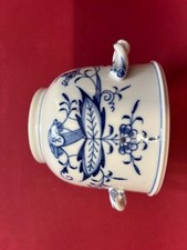 Meissen Porzellan Blumentopf mit geflochtenen Griffen Zwiebelmuster 1. Wahl