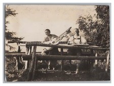 Mittenwald 1925 Mittenwalder Hütte Doppelhalsgitarre Hackbrett Altes Foto 1920er