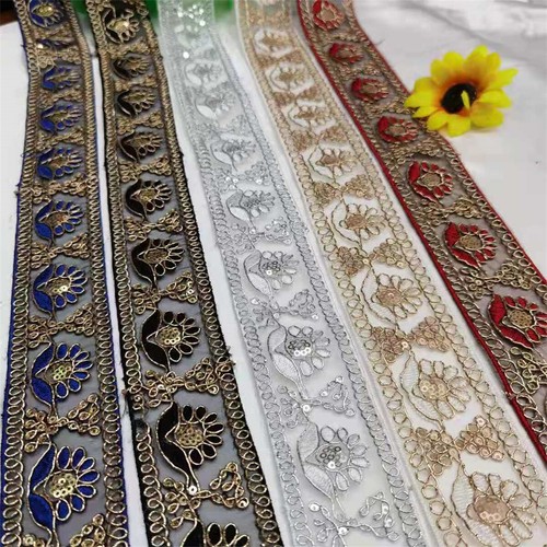 1yd ethnische blume bestickt - 1yd,