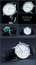 Klassische Armbanduhr OSCO  Unisex Edelstahl flach mit Indexen gut lesbar