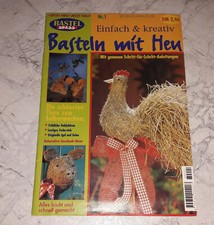 Basteln mit Heu Heft + Vorlagebogen DIY-Ideen Natur-Deko Tiere Hühner Igel Teddy