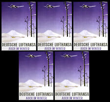 5 Postkarten AK Deutsche Lufthansa Auch im Winter Junkers JU 52 Flugzeug