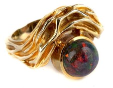 Unikat wertvoller Black Opal Ring gefertigt aus 585 Gold Gr. 52 Nugget Design
