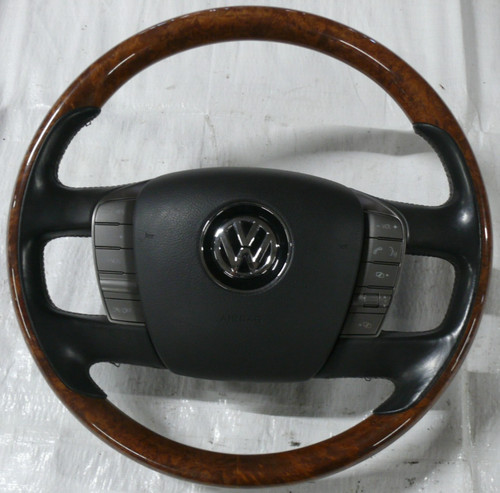 Lenkrad holz leder - lenkrad, mit