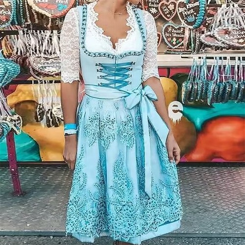 Knielanges dirndl mit schürze - knielanges,