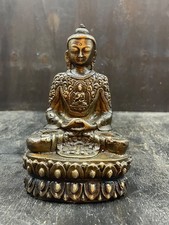 seltener thailändischer Bronze Buddha Lotussitz aufwendig verziert schöne Patina