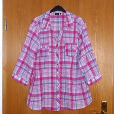 Bexleys Crash Bluse Gr. 50 - 52 - 54 bügelfrei W=68cm + Halskette rosa weiß