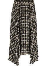 Chiffonrock mit recyceltem Polyester Gr 36 Schwarz Kariert Midi Freizeitrock Neu