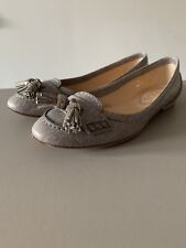 TOD'S TASSEL LOAFER BALLERINAS GR.36 GRAUES LEDER MIT STRUKTUR