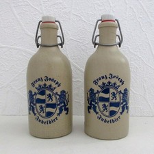Steingutflaschen "Franz Josef Jubelbier" Bügelflasche 0,5 l M.K.M, 2 Stück