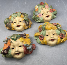 Italien Bacchus Wandmasken 4x Jahreszeiten Majolika Keramik Bacchus wall Mask