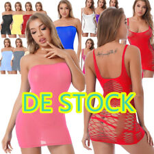 DE Damen Sexy Kleid Transparent Mesh Minikleid Bodycon Kurz Partykleid Clubwears