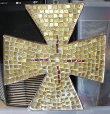 Mosaikbild Motiv Kreuz mit Blattgold