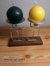 Kerzenhalter 2 Flammig Mit 2 Kugelkerzen Designer Bauhausstil Edelstahl 20 cm