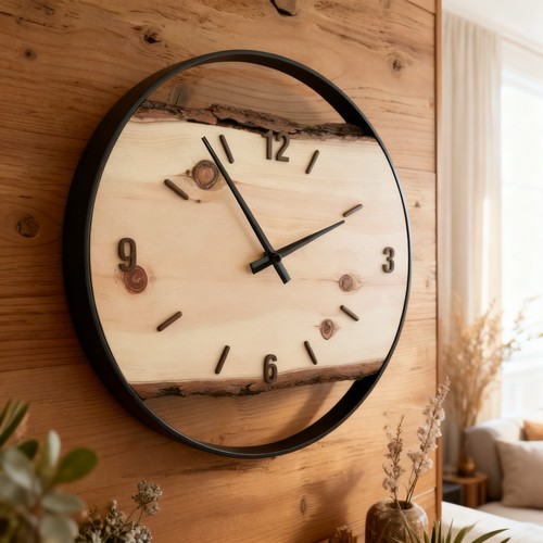 Wanduhr aus zirbe mit junghans - wanduhr,