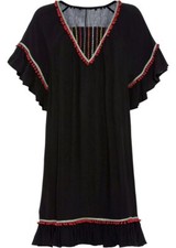 NEU - BODY FLIRT - GR. 40 - Strand-Kleid schwarz-bunt Volantärmel Hippie Boho 