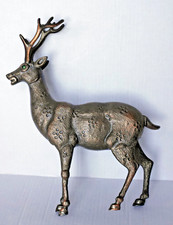 Bronze Tischfeuerzeug, HIRSCH, Glasaugen, Gasfeuerzeug, 18 cm, vintage