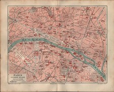 Stadtplan city map 1909: Paris
