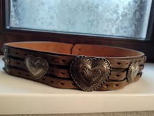 Trachtenledergürtel m Zierapplikationen rustikales Antikleder, 95cm - gebraucht