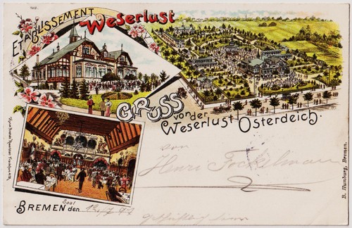 Postkarte 1897 gruss von der - gruss,