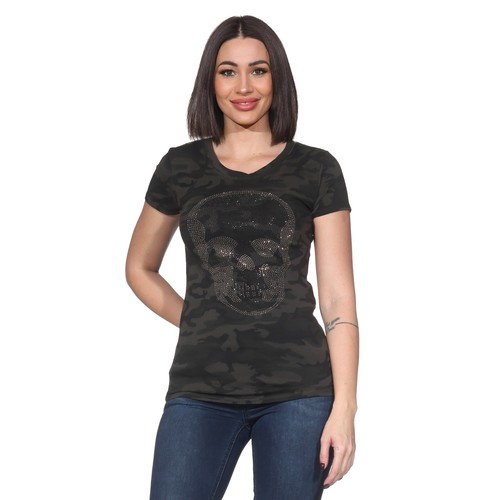 Damen shirt oberteil totenkopf - shirt,