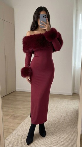 Damen maxikleid bordeaux - maxikleid,