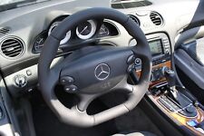 LENKRAD MERCEDES SL R230 NEU BEZIEHEN + ABFLACHEN + GRIFFMULDEN + DAUMENAUFLAGEN
