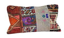 Original Berber Kissen Kissenhülle Kelim Handgefertigt Wolle 50 x 30 cm Bunt