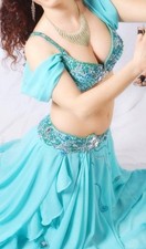 Bauchtanzkostüm türkis, Größe M, Unikat