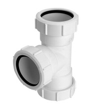 T-Stück Ø32/40/50mm mit 3 Überwurfmuttern Kunststoff ABS Verbinder Rohr Fitting