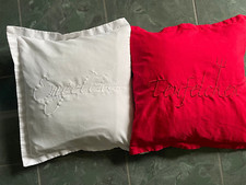 2 x Kissen kompl. 40 cm x 40 cm, weiß =Aufschrift Engelchen/rot = Teufelchen