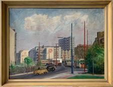 Ölbild Berlin Gerhard Schliepstein Volkspark Blick Bundesallee 1950er Jahre