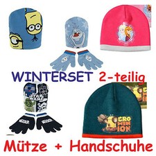 Minions Disney Eiskönigin Spiderman Star Wars Mütze Handschuhe Set Mädchen Junge