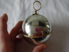 Reuge Vintage Weihnachtskugeln   Silber  Spieluhr "Stille Nacht"  ca. 60er Jahre