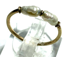 Vintage zierlicher 333 Gold 8 K Ring 2 Biwa Perlen RG 54 Ø 17,2 mm sehr gepflegt