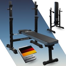 Hantelbank Trainingsbank mit Langhantel Ablage Fitnessstation klappbar grau blau