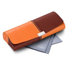 FEFI® – Zweifarbiges Brillenetui in Leder-Optik mit Chrom-Applikation + Tuch