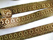 Brokat-Borte Webband Mittelalter in Braun-Gold  30mm lfm  B84