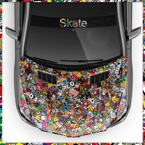 Skate stickerbomb auto folie - skate, auto-folie