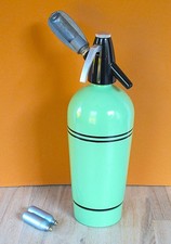Soda-Spender Syphon-Flasche Lind-Grün + 2x Kartusche 60/70er Vintage Retro