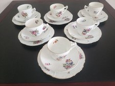 6Kaffeegedeck 18tlg Schlaggenwald Blume Insekt TASSE&TELLER bessr als KPM BERLIN