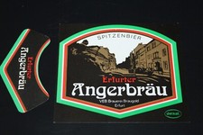 unbenutztes Bieretikett BE Erfurter Angerbräu - delikat - VEB Braugold DDR -A-