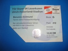 95/96 Ticket Bayer Leverkusen BVB Dortmund Eintrittskarte Sammler Bundesliga