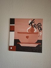 Acrylbild Kaffeetasse abstrakt auf Strukturpaste