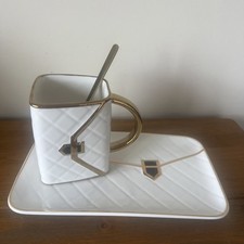 Handtaschenform Tee/Kaffee Becher Set Diamant Tasche Frühstück Tasse Keramik Keks Tablett