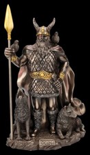 Odin Figur stehend mit Wölfen