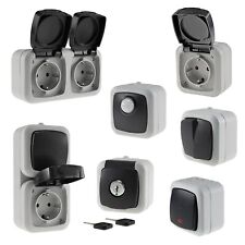 Aufputz Feuchtraum-Serie IP44 Kombi-Schalter Doppel-Steckdose Außen-Bereich AP